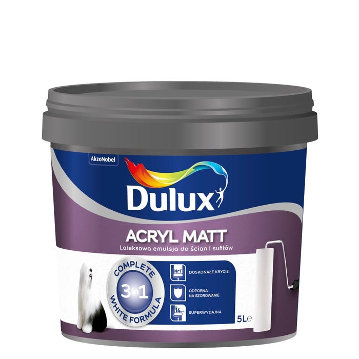 Farba Dulux Acryl Matt biała 5l