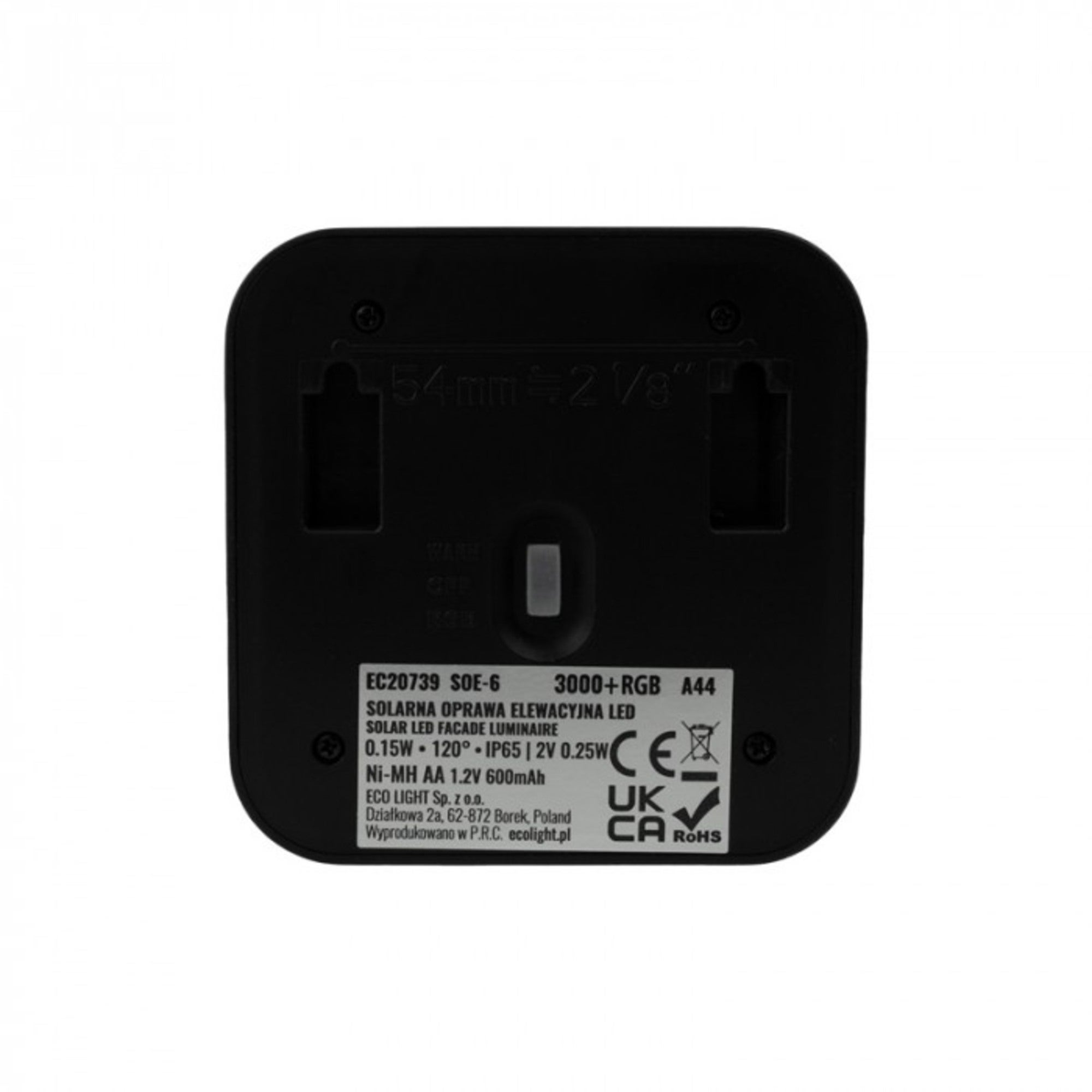 Oprawa solarna elewacyjna SOE-6 15lm 600 mAh IP65 czarna 2