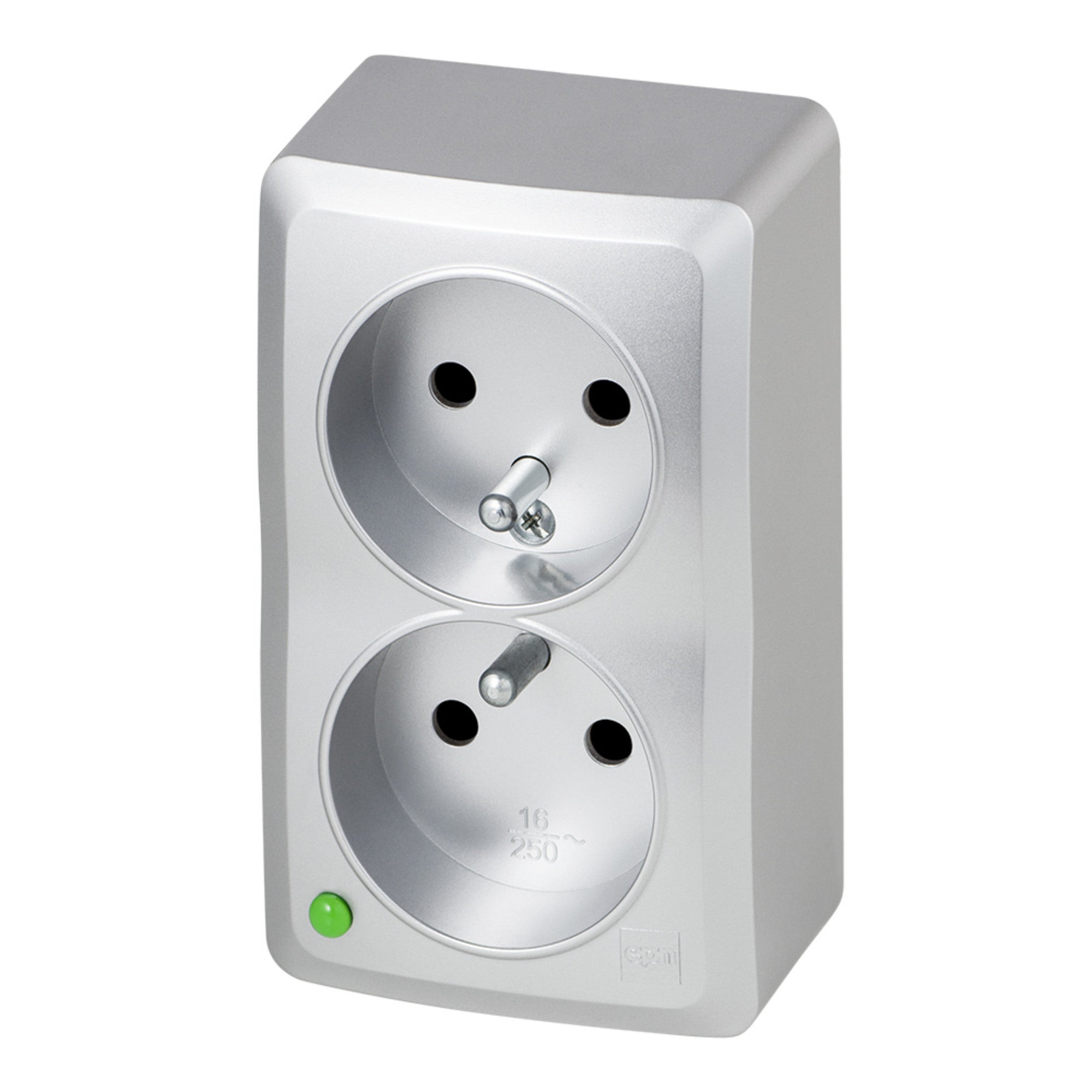 Elektroplast Berg srebrny gniazdo podwójne z uziemieniem IP20 0