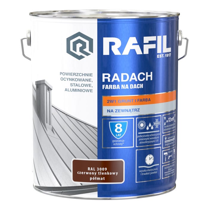 Farba na dach Rafil Radach czerwony tlenkowy RAL3009 10l