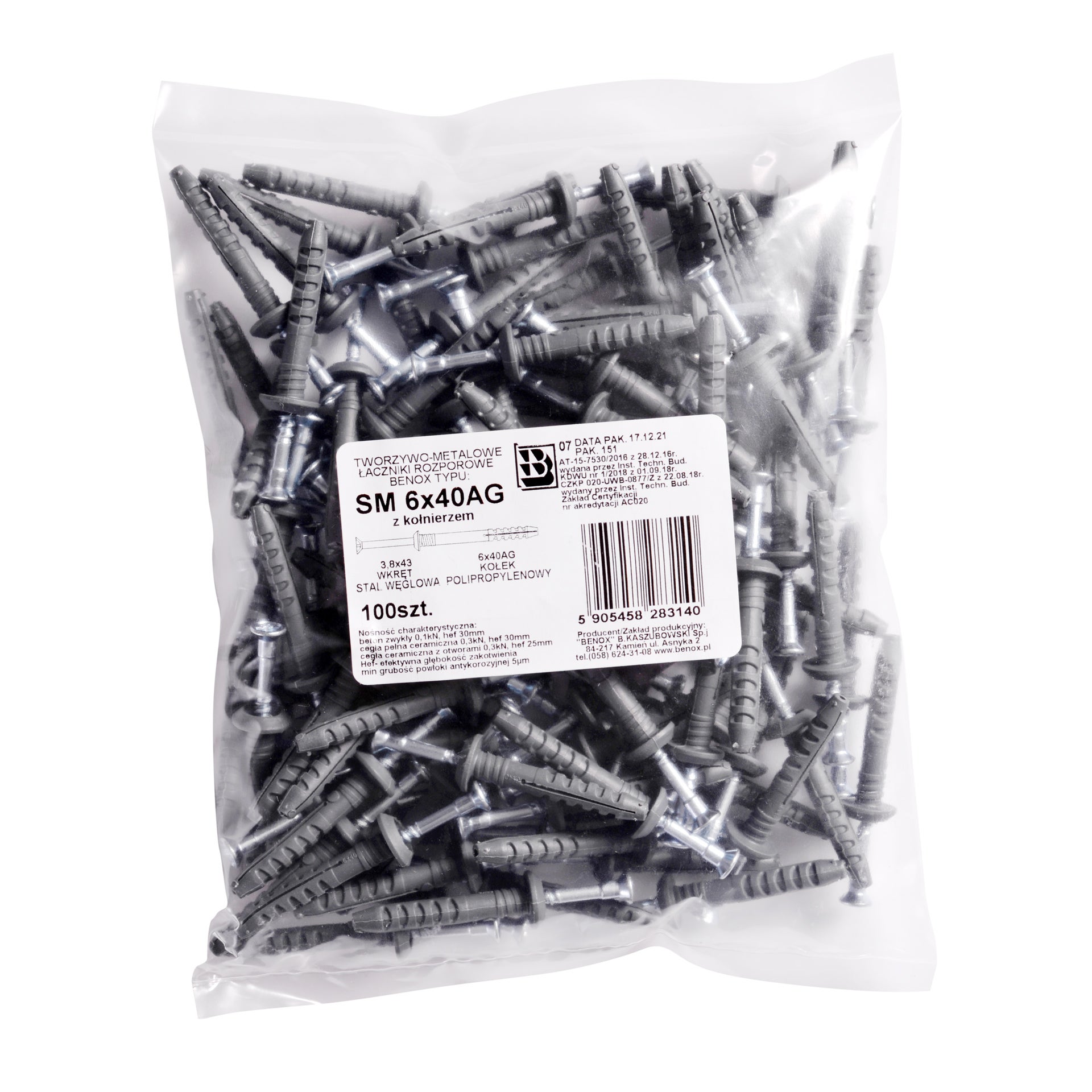 Kołek do szybkiego montażu 6.0x40 mm (100 szt.) 1