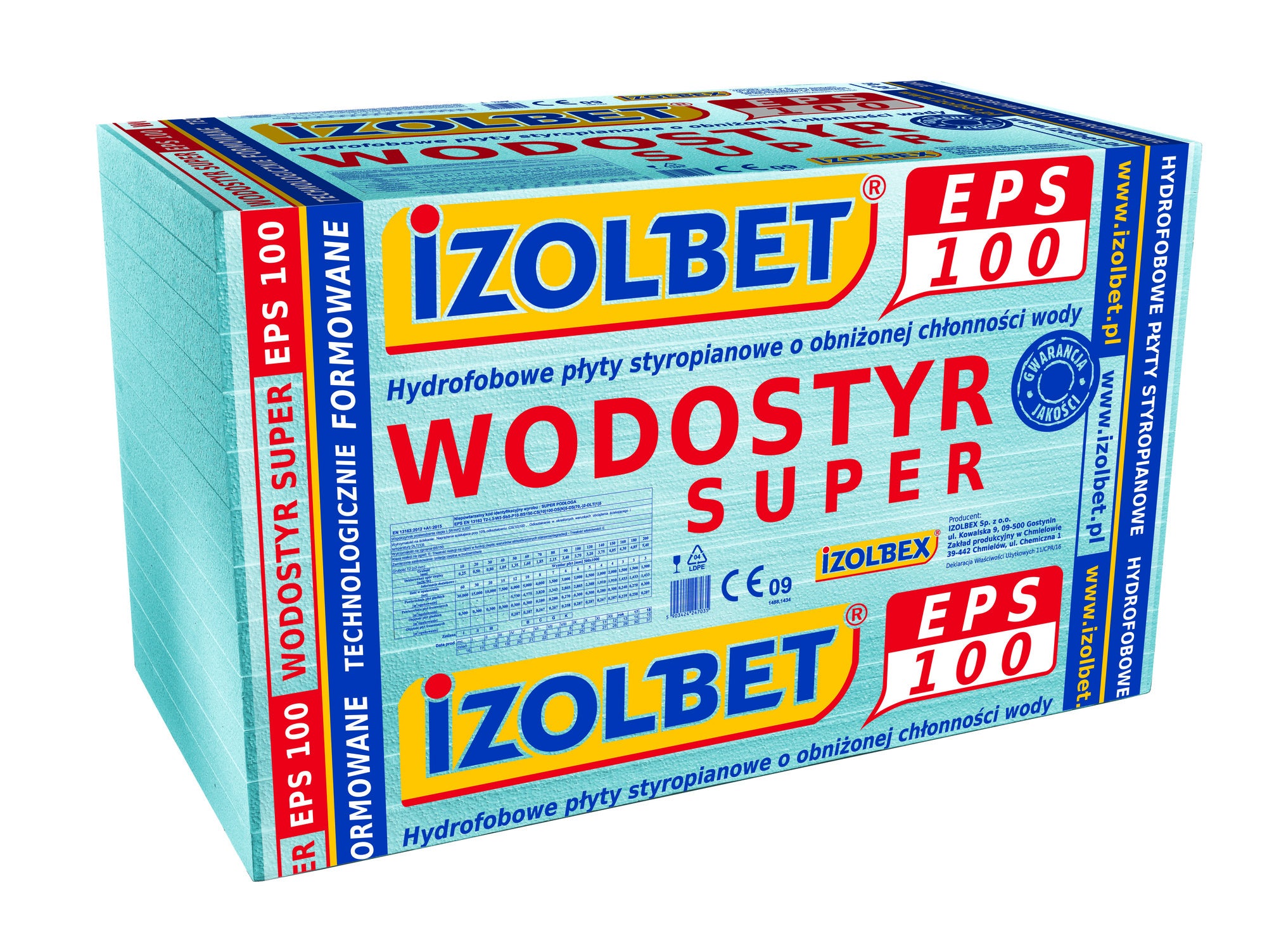 Styropian hydrofobowy Izolbet Wodostyr Super 5 cm EPS 100 kPa 0,036 W/(mK) 8,64 m2 0