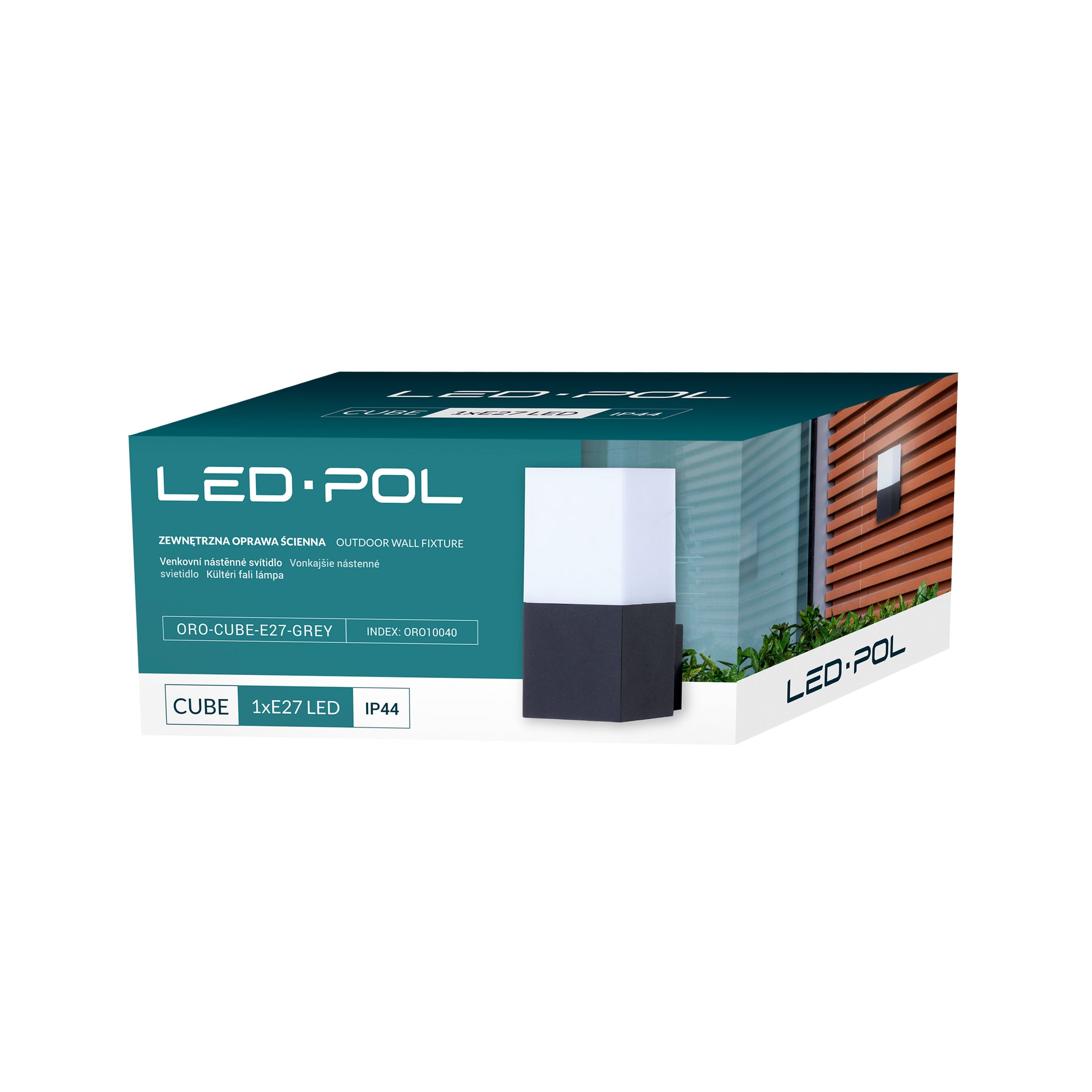 Oprawa elewacyjna CUBE E27 IP54 szara 1