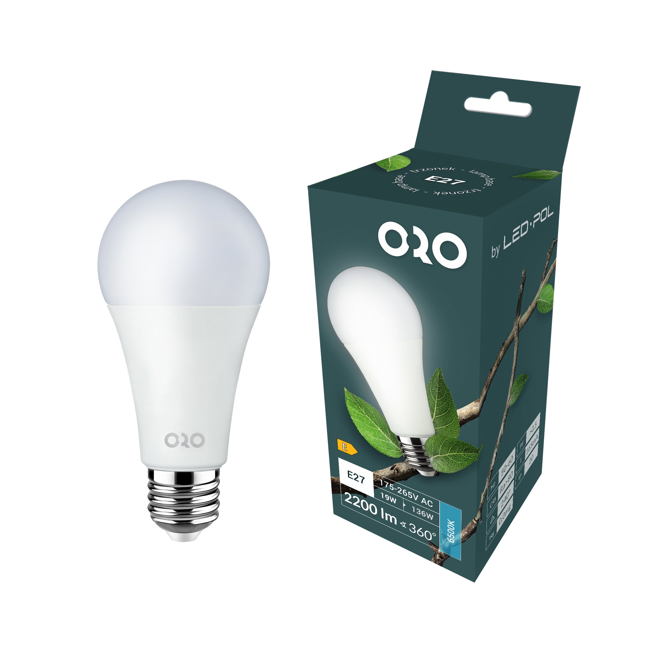 Żarówka LED E27 A60 19W 2200lm 6500K 2