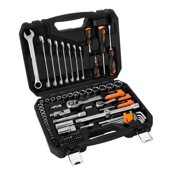 Zestaw kluczy nasadowych 1/2 i 1/4" 10-206 NEO, 100 szt.