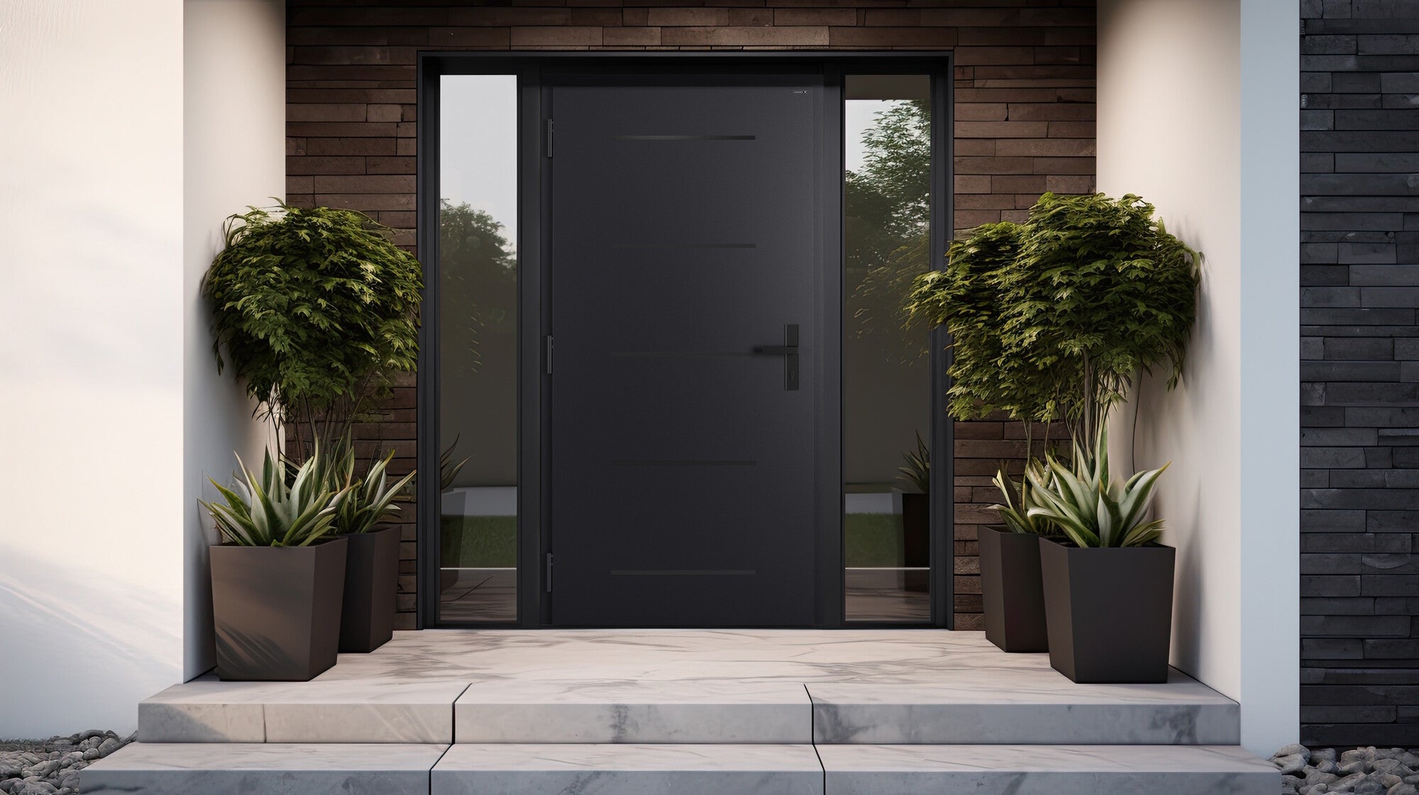 Drzwi zewnętrzne NOVIA Solid czarne (RAL 9005 struktura) 90 lewe 2