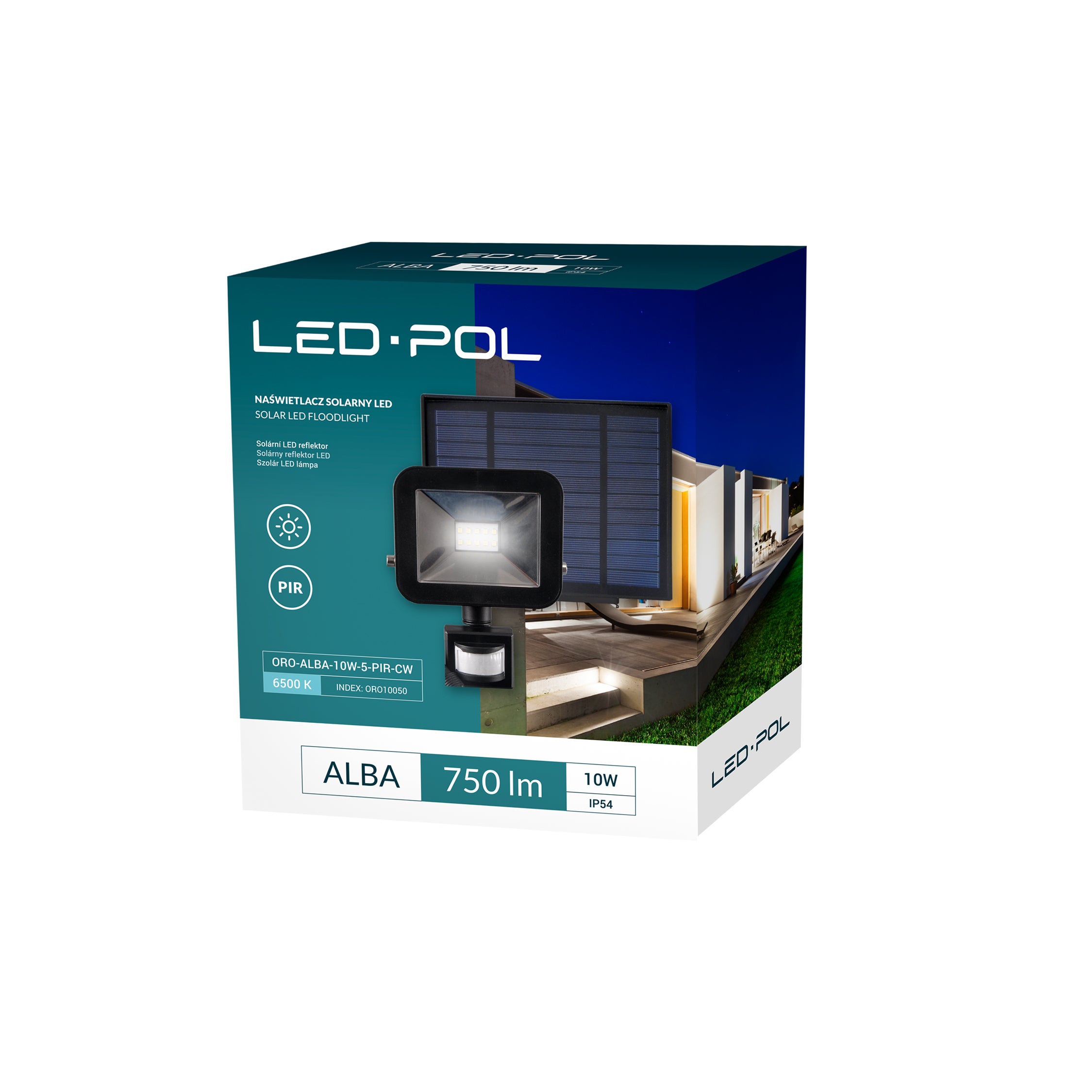 Naświetlacz LED SOLAR ALBA-5 10W 750lm czujnik ruchu panel solarny 1