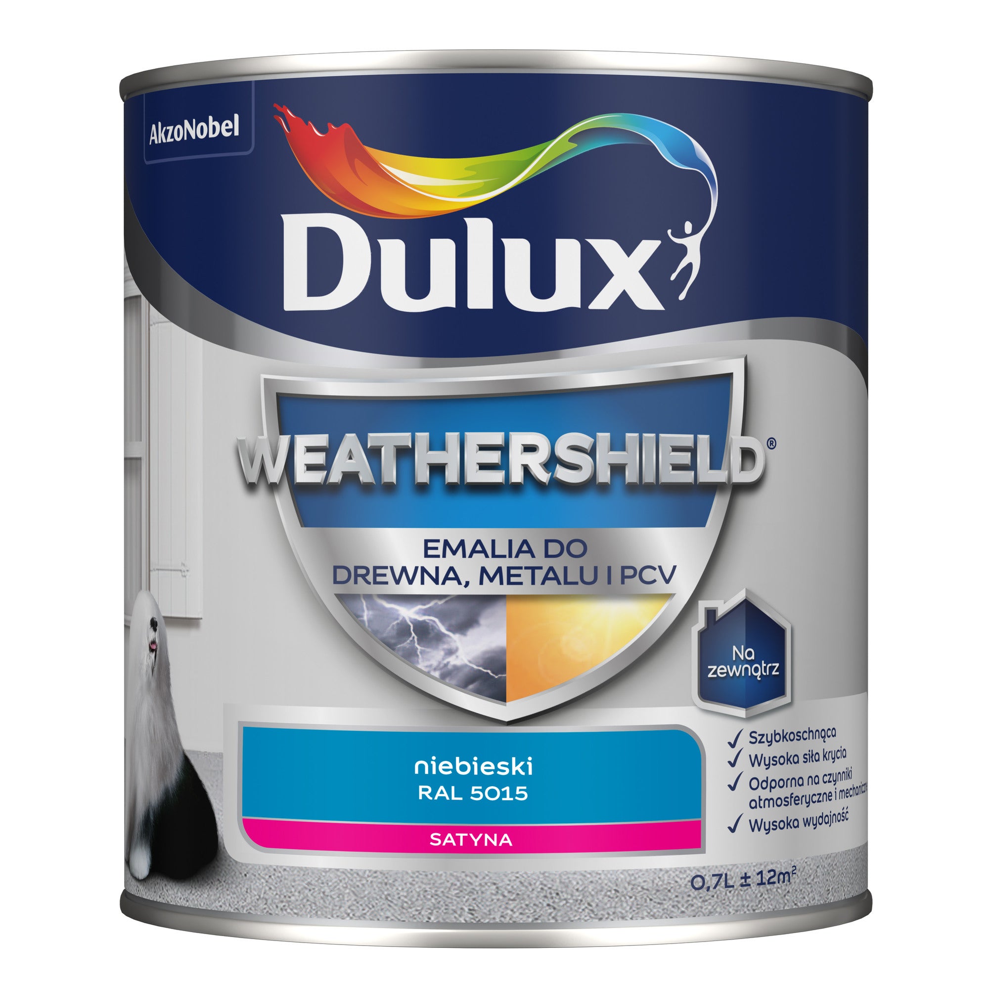 Dulux Weathershield Emalia do drewna, metalu i PCV RAL 5015 niebieski 0,7l