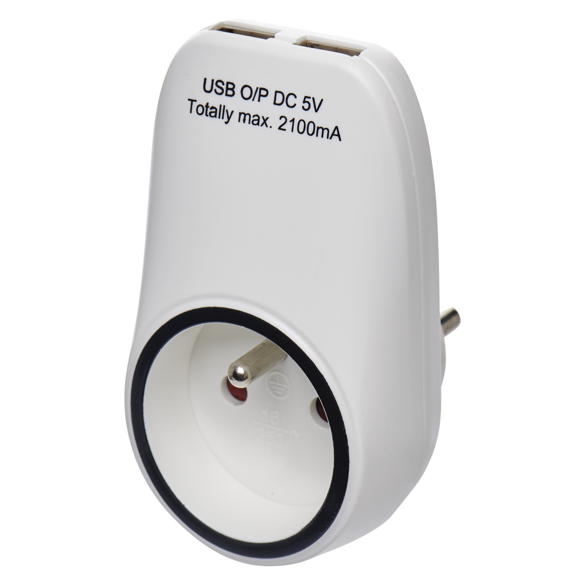 Gniazdo 2P+Z 2xUSB 2,1A 1