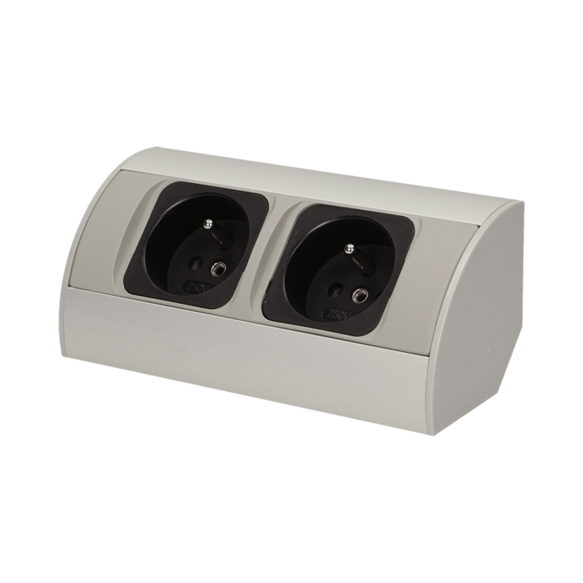 Gniazdo meblowe podwójne z uziemieniem srebrne 1