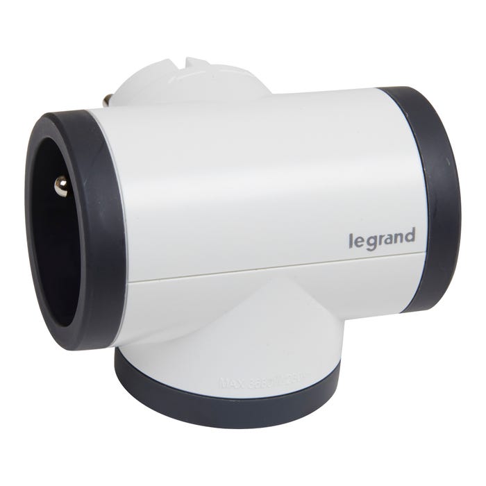 Rozgałęźnik obrotowy 3x2P+Z biało/czarny Legrand