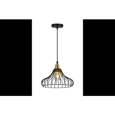 Oprawa sufitowa LOTTE 1x E27, czarno-złoty, średnica 33cm, materiał metal