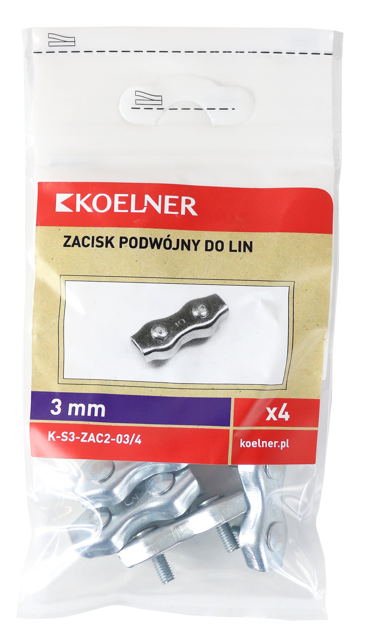 Zacisk linowy siodełkowy podwójny 3 mm (4 szt.) 1