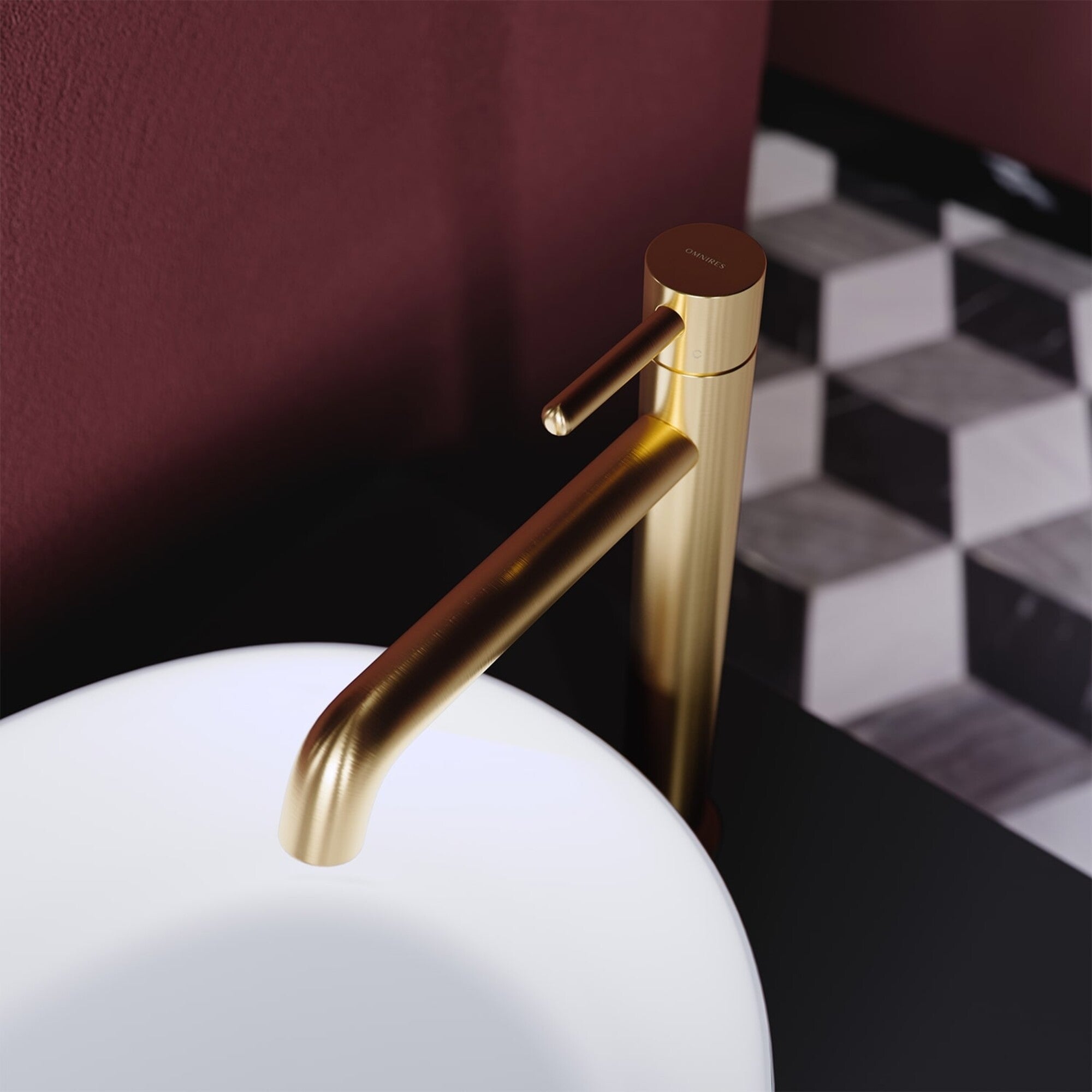 Bateria umywalkowa wysoka Omnires Y złota szczotkowana 1