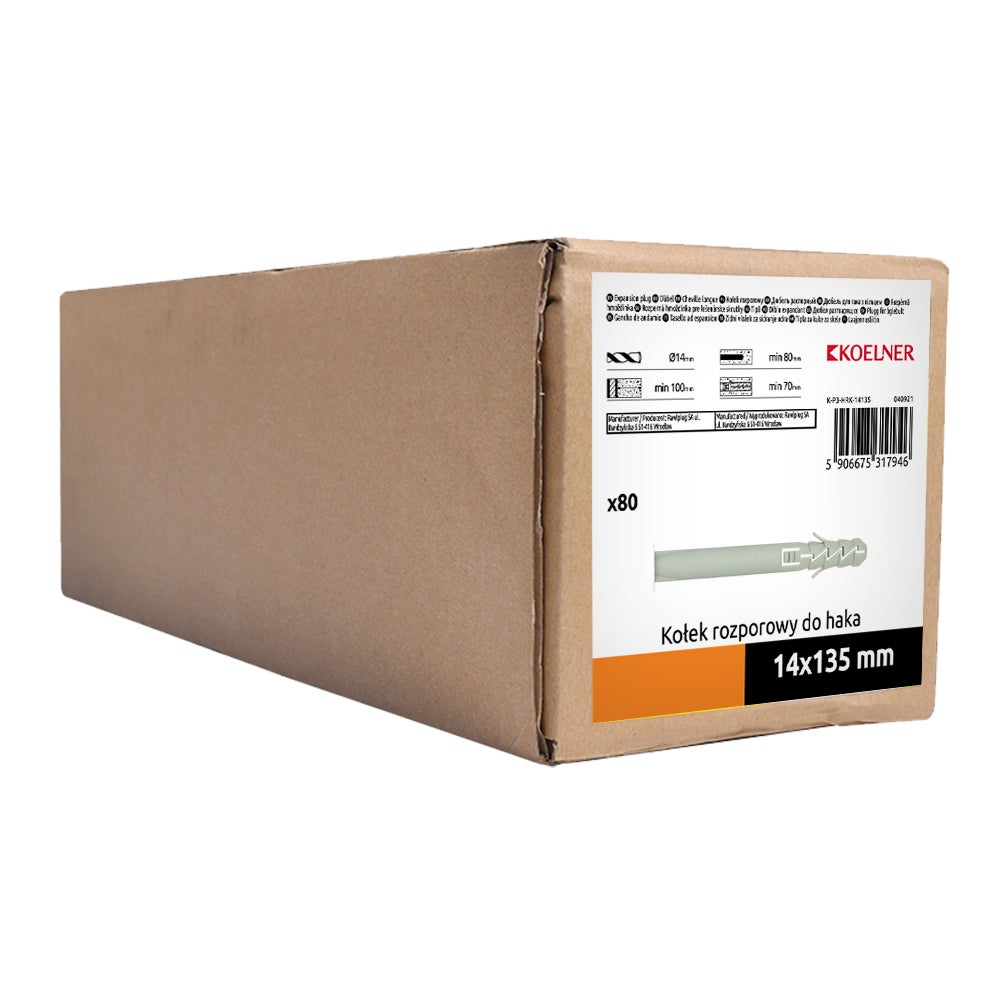 Kołek rozporowy fi 14 d haków oczkowych 14x135 mm 1