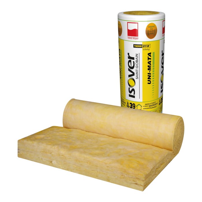 Wełna mineralna Isover Uni Mata 10 cm szklana 0,039 W/(mK) 9,6 m2
