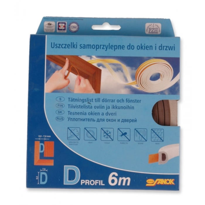 Uszczelka samoprzylepna do okien Typ P brąz 6MB