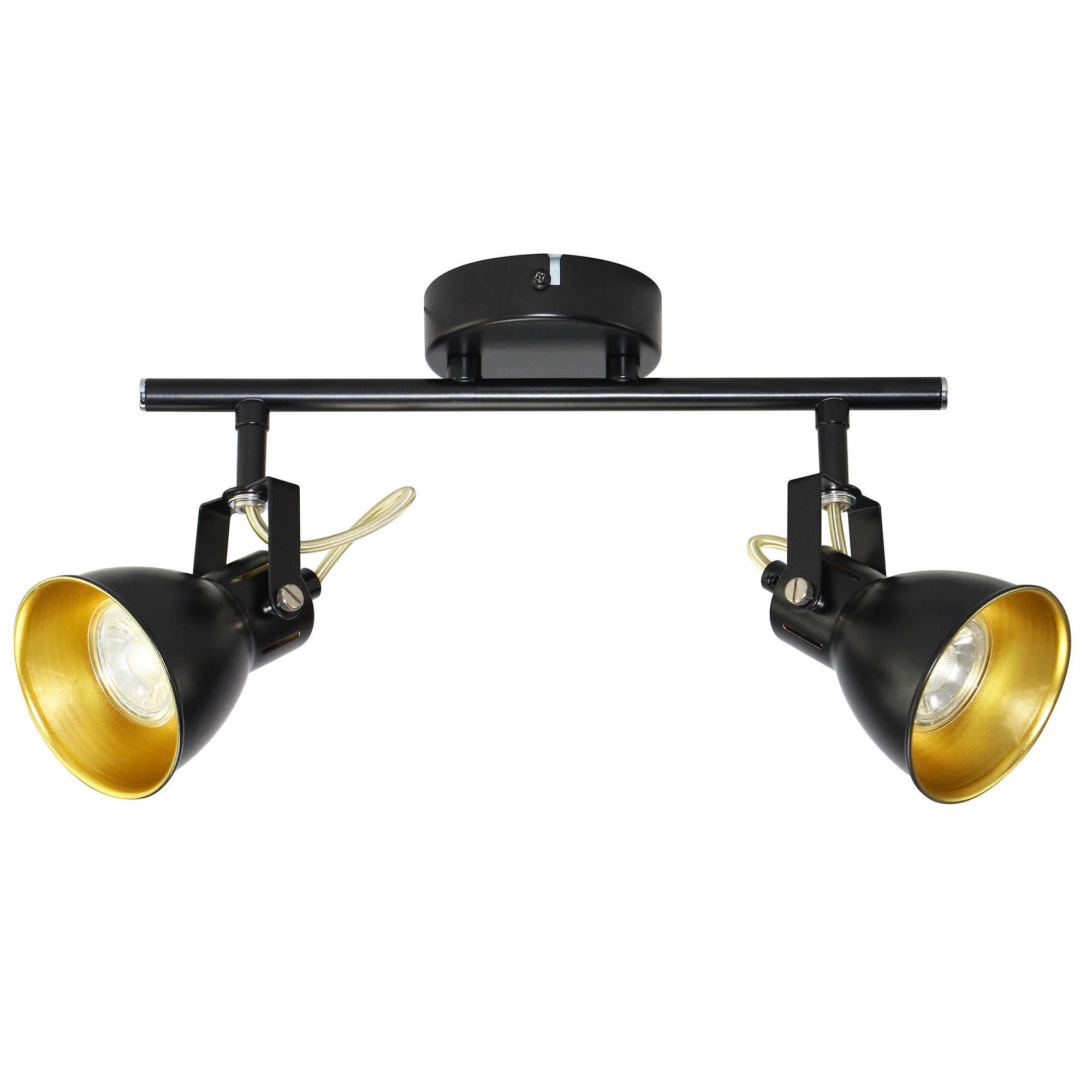 Lampa ścienno-sufitowa FALCO 2xGU10 kolor czarno-złoty, listwa, obrotowa