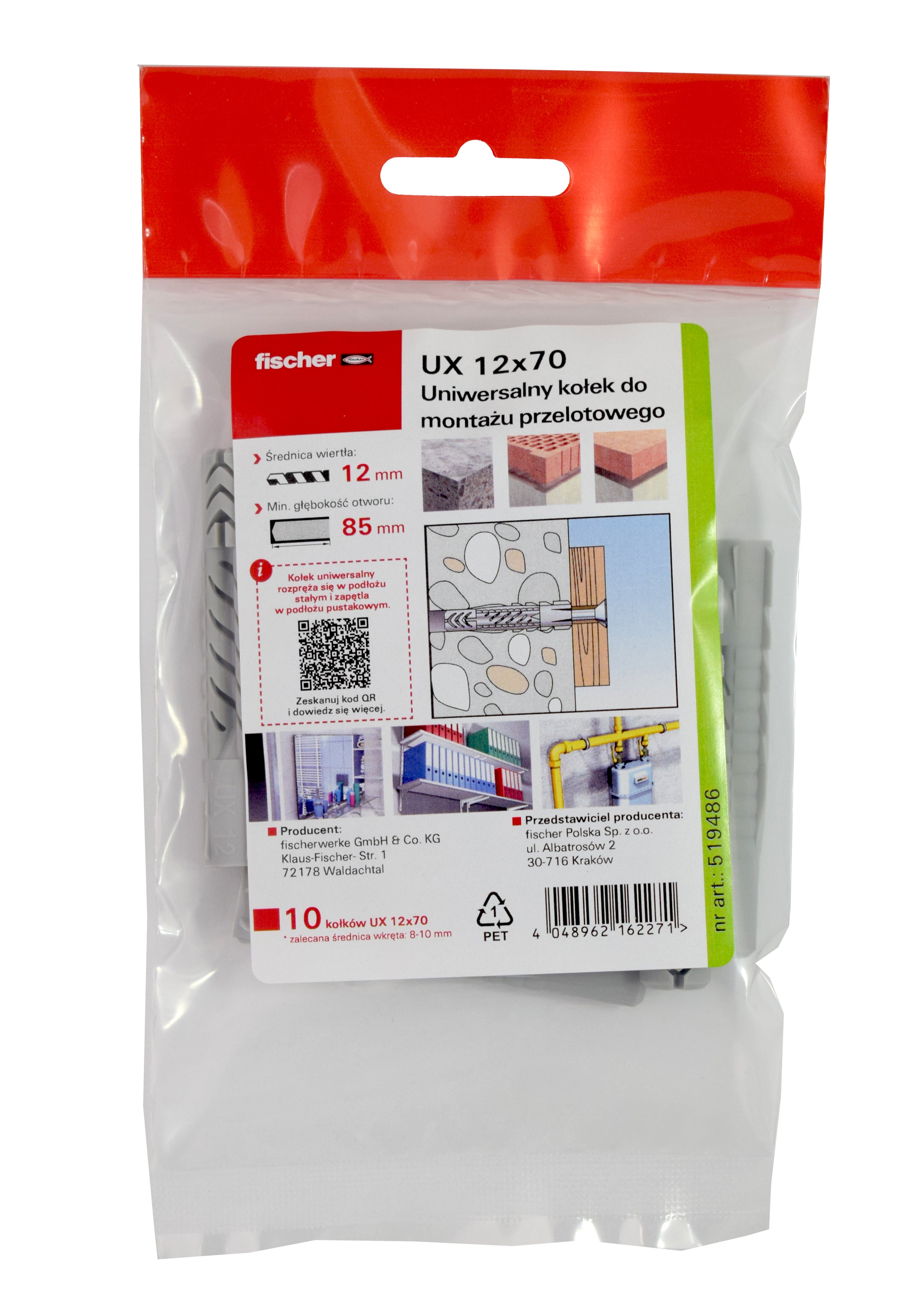 Kolek rozporowy uniwersalny UX 12x70 mm (10 szt.) 1