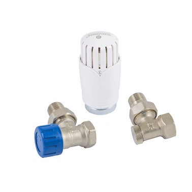 Zestaw termostatyczny kątowy z głowicą Diamant, biały 1