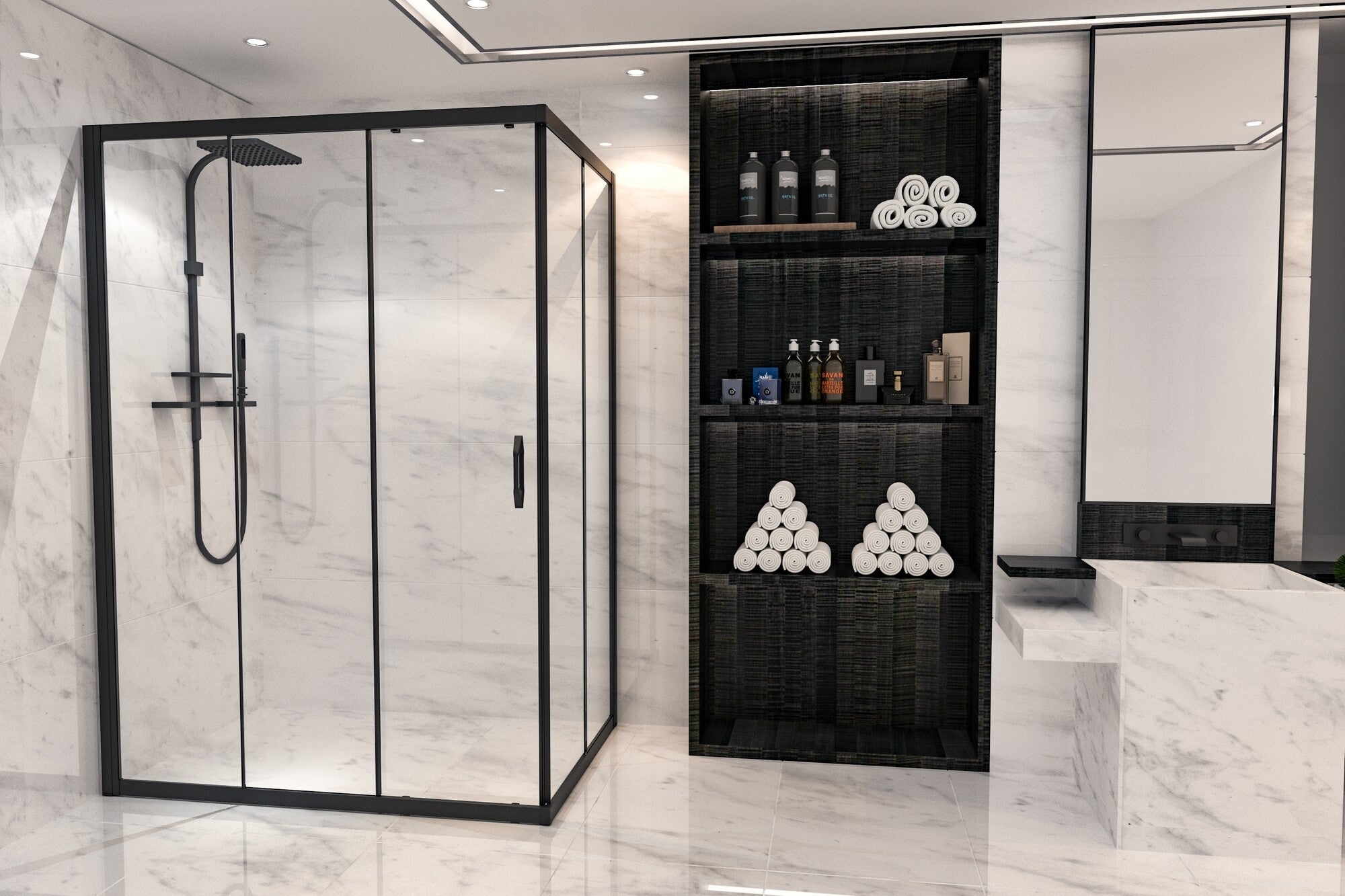 Kabina prysznicowa Durasan Flexi prostokątna zakres regulacji 73-90x105-140cm 1