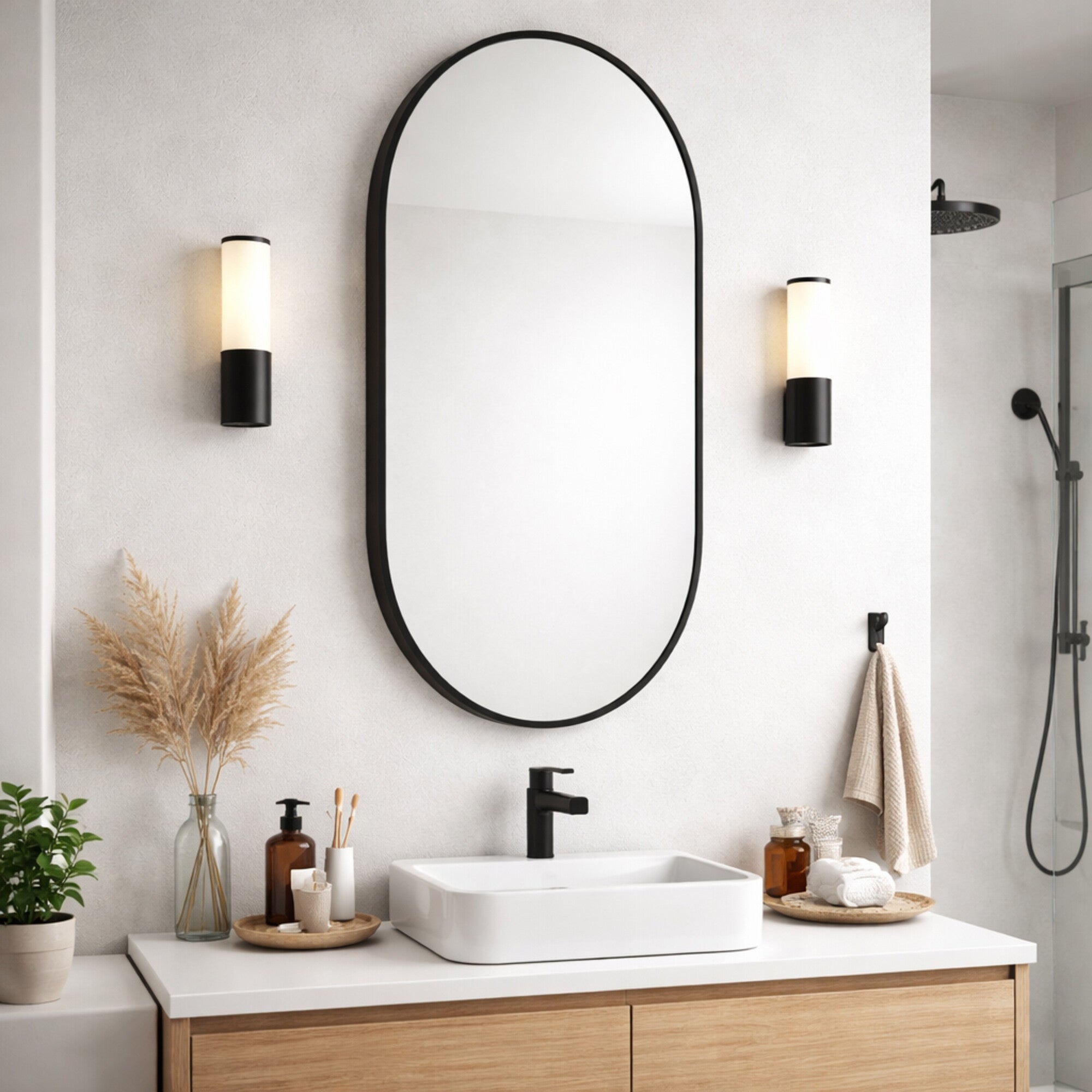 Lustro owalne Slim 90 x 60 cm z ramą czarną 1