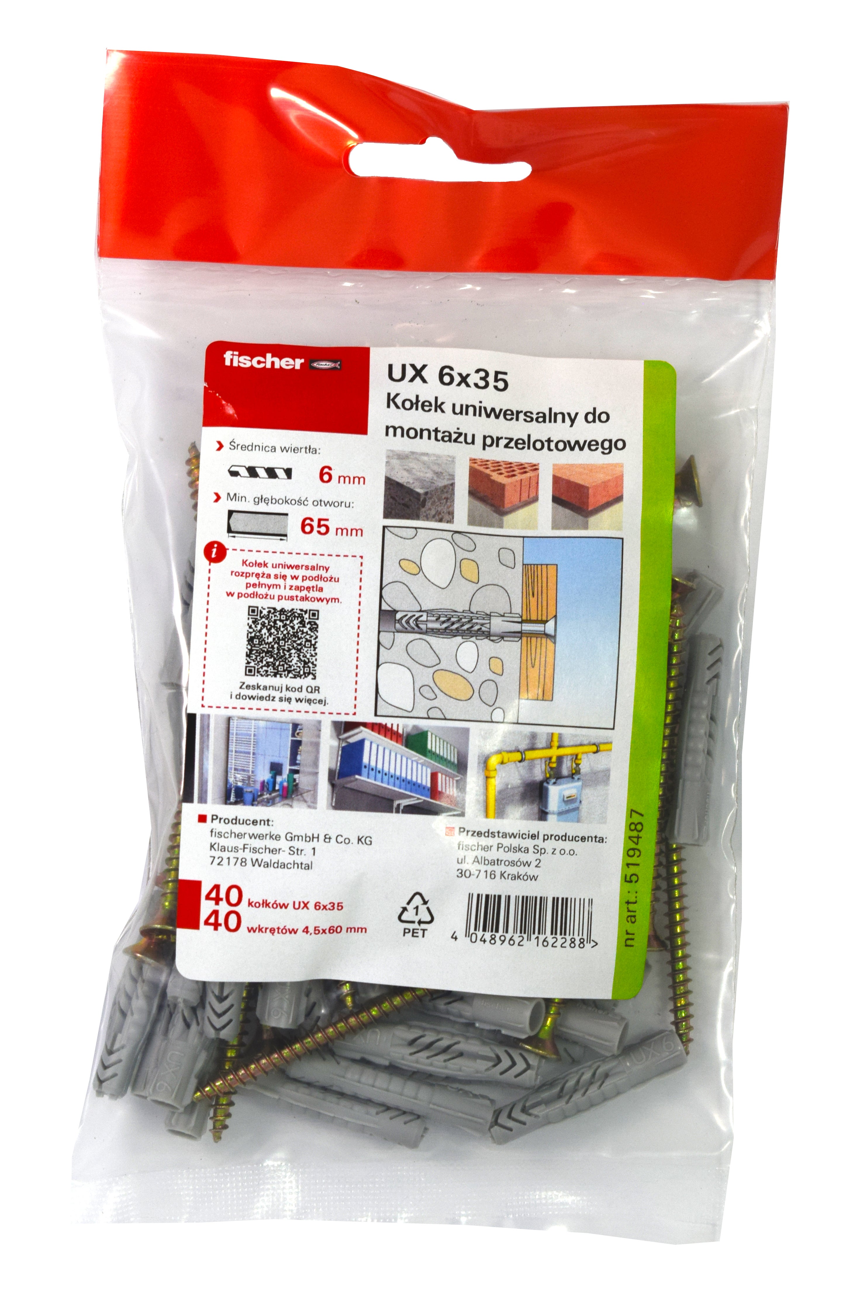 Kolek rozporowy uniwersalny UX z wkrętem 6.0x35 mm (40 szt.) 1