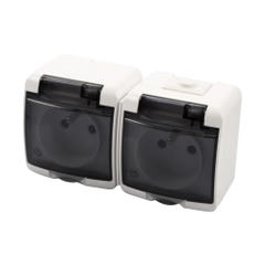 Karlik Junior biały gniazdo podwójne z uziemieniem IP44 0