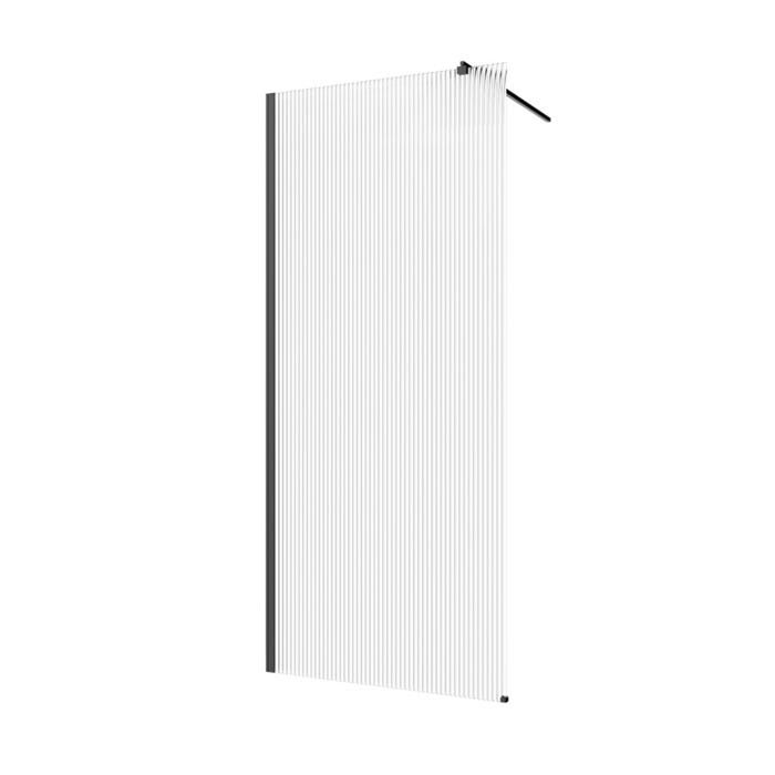 Kabina walk-in Invena 120 x 200 cm czarna szkło ryflowane 8 mm