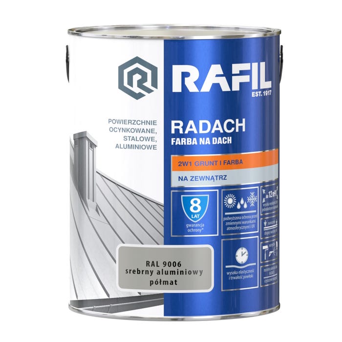 Farba na dach Rafil Radach srebrny alumininiowy RAL9006 5l