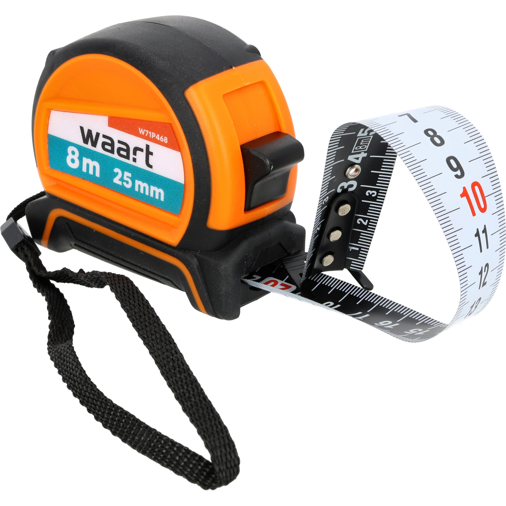 Miara zwijana stalowa, długość: 8 m, szerokość: 25 mm, dwustronna (skala czarno-biała) - WAART 1
