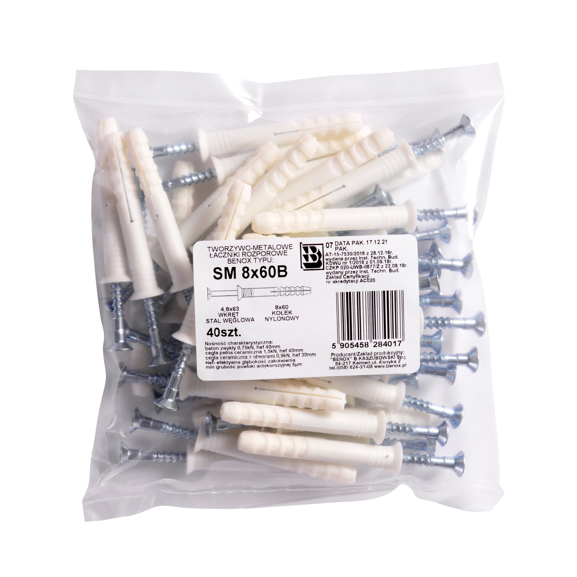 Kołek do szybkiego montażu 8.0x60 mm (40 szt.) 1