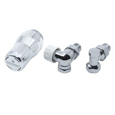 Zestaw termostatyczny osiowo-prawy z głowicą Invest Plus, chrom