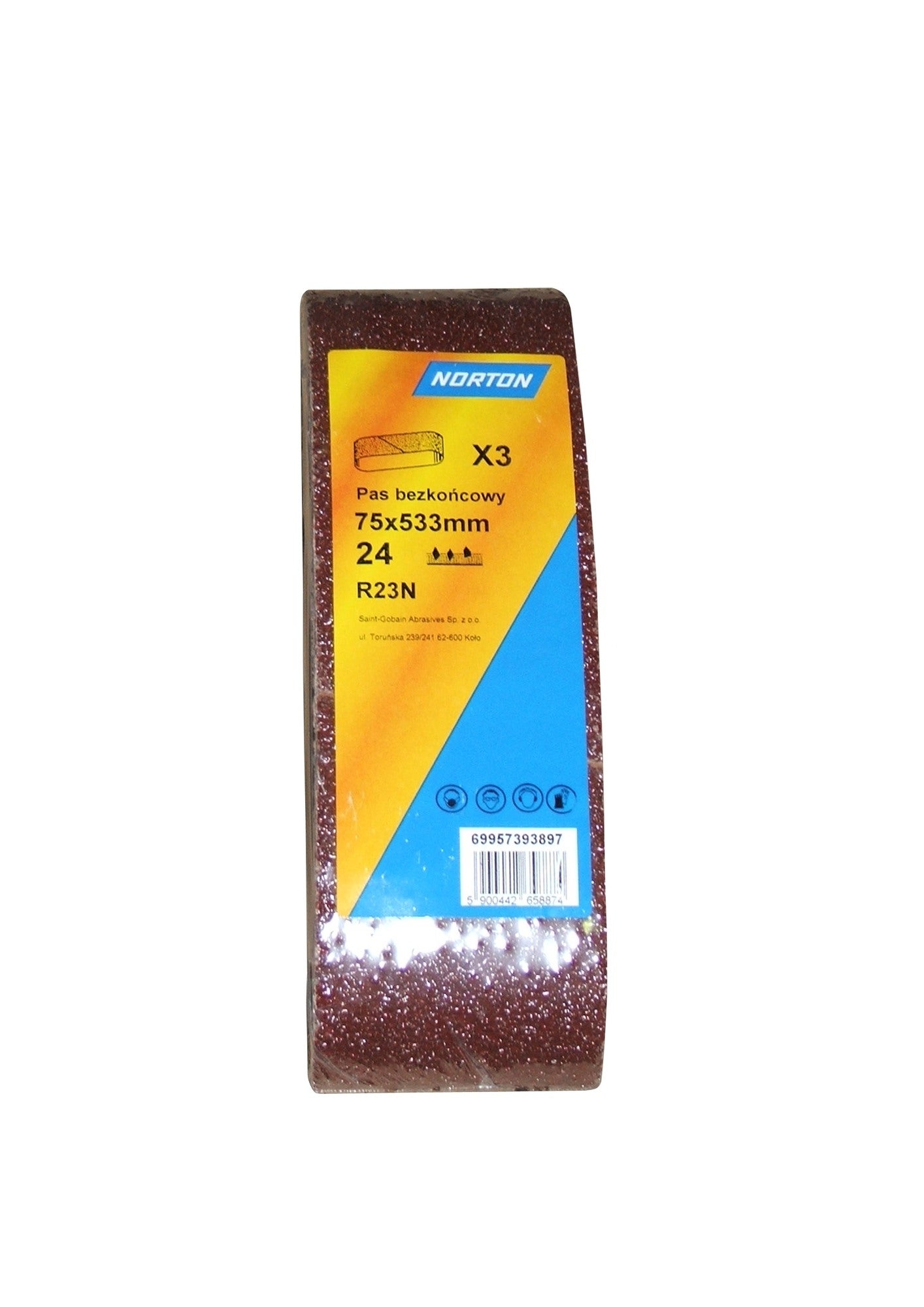 Taśma ścierna bezkońcowa 75x533 mm P80, 3 szt. 0