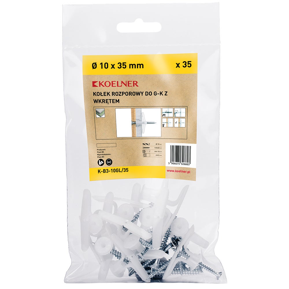 Kołek rozporowy do G-K fi 10 mm z wkrętem (35 szt.)  1