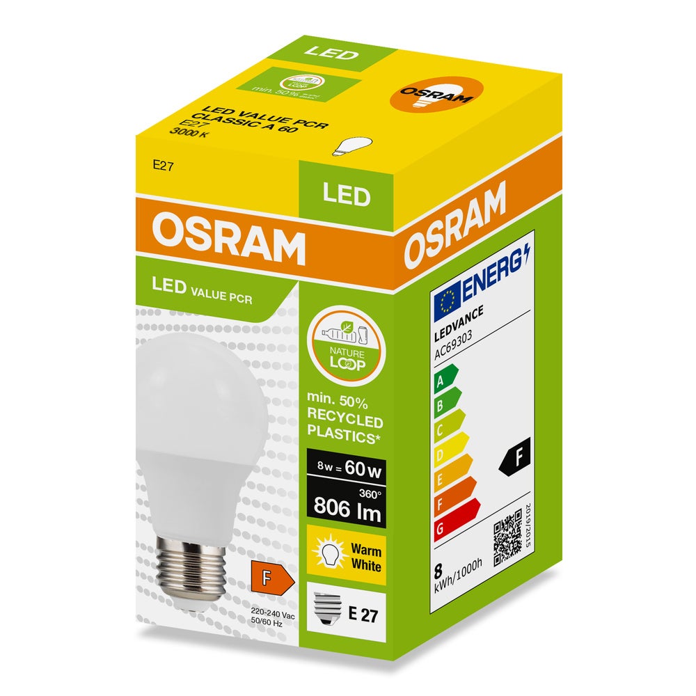 Żarówka LED E27 A60 8W 806lm 3000K 3