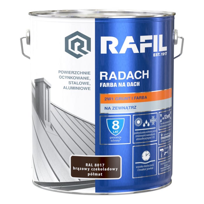 Farba na dach Rafil Radach brązowy czekoladowy RAL8017 10l
