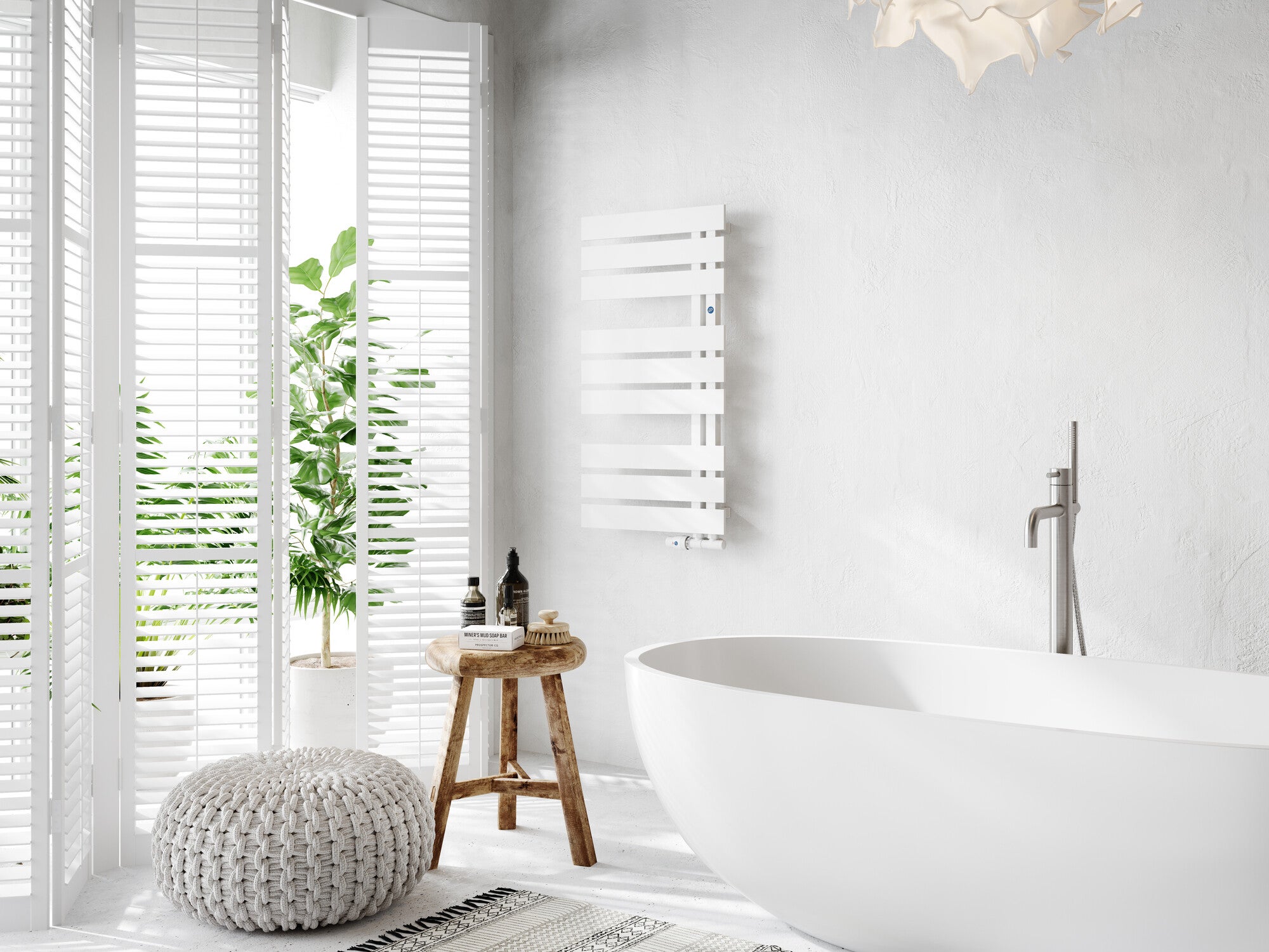 Grzejnik łazienkowy Nameless 90x50 cm, biały struktura 1