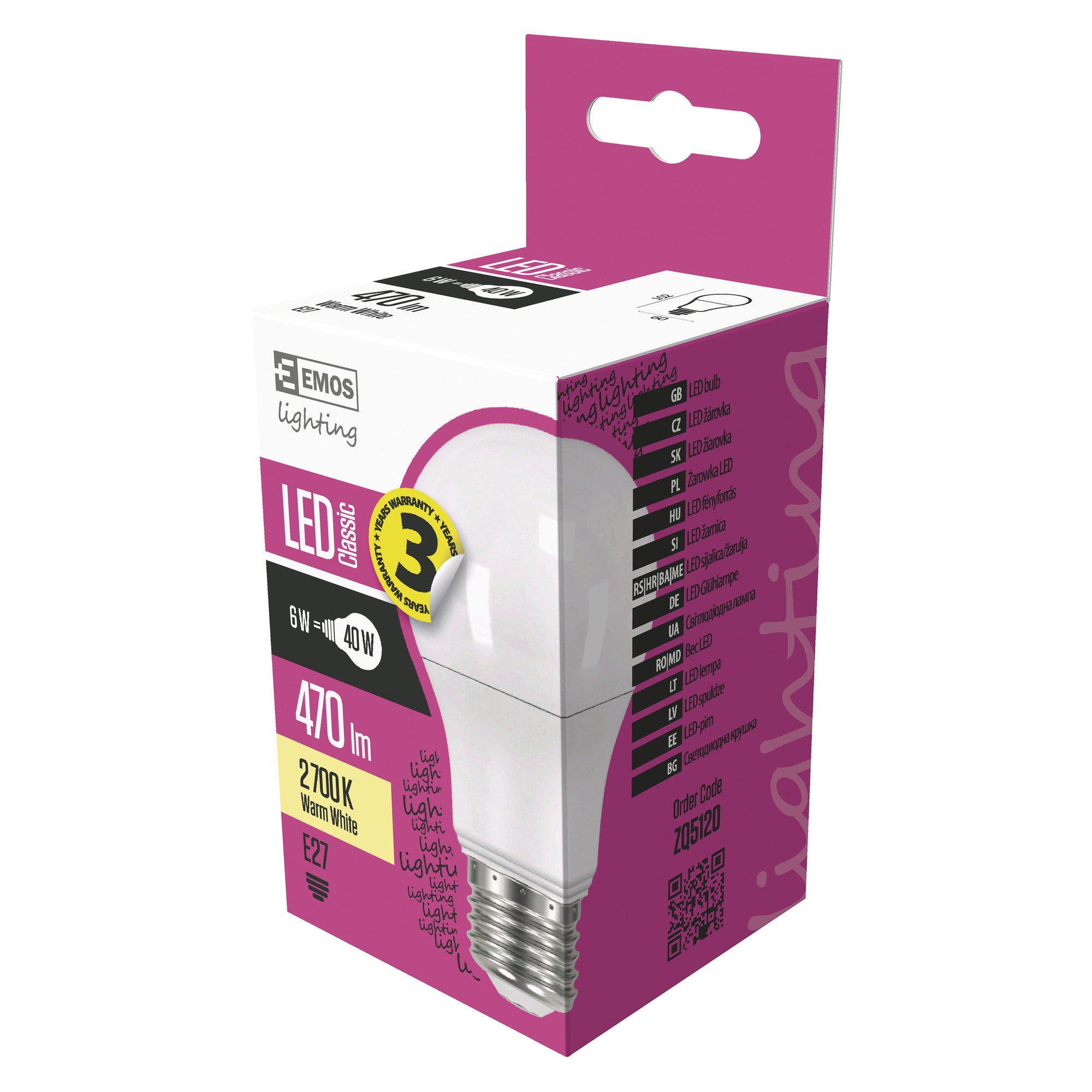 Żarówka LED E27 A60 4W 470lm 3000K