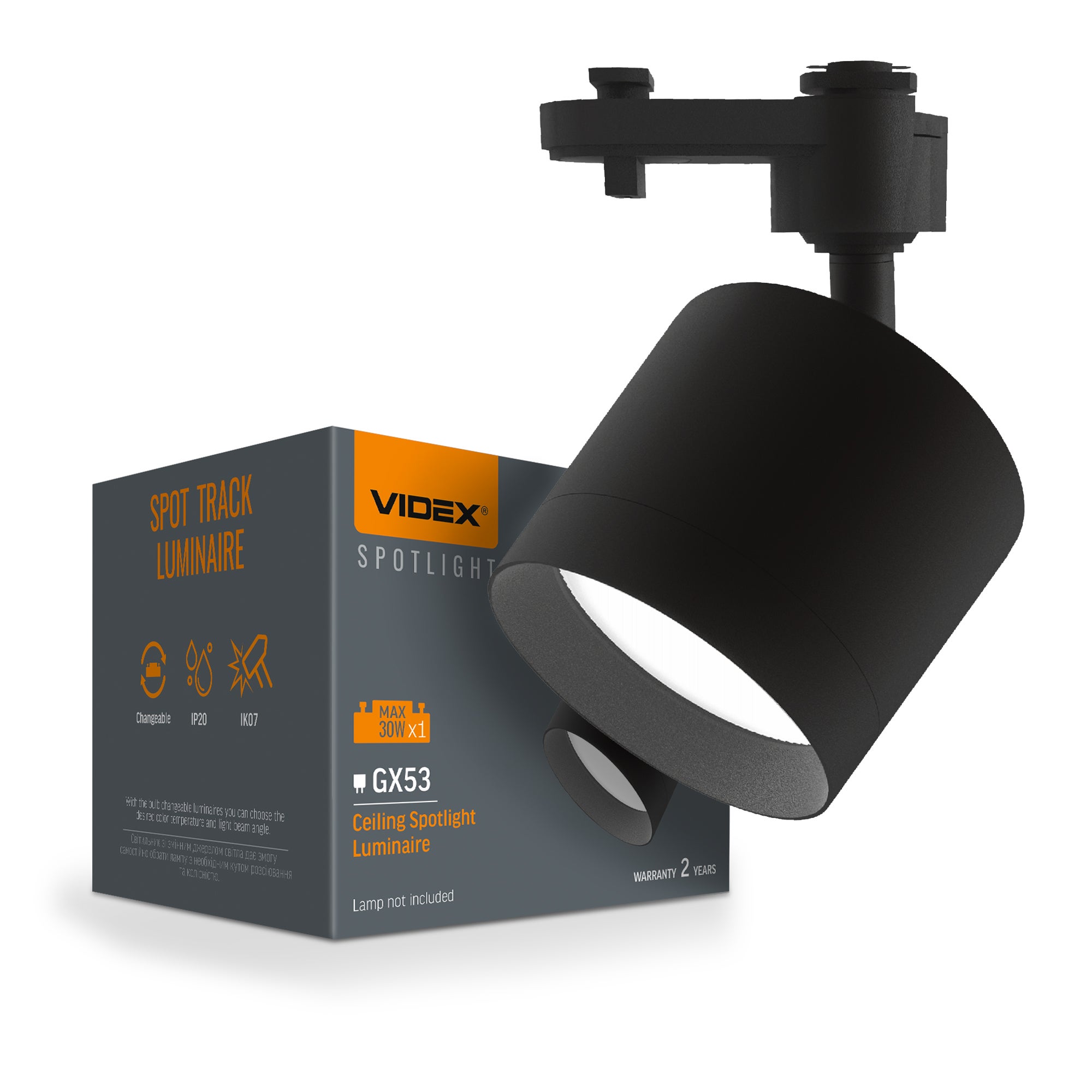 1-fazowa oprawa na szynoprzewód SPF17C-B 1x30W GX53 czarna 2