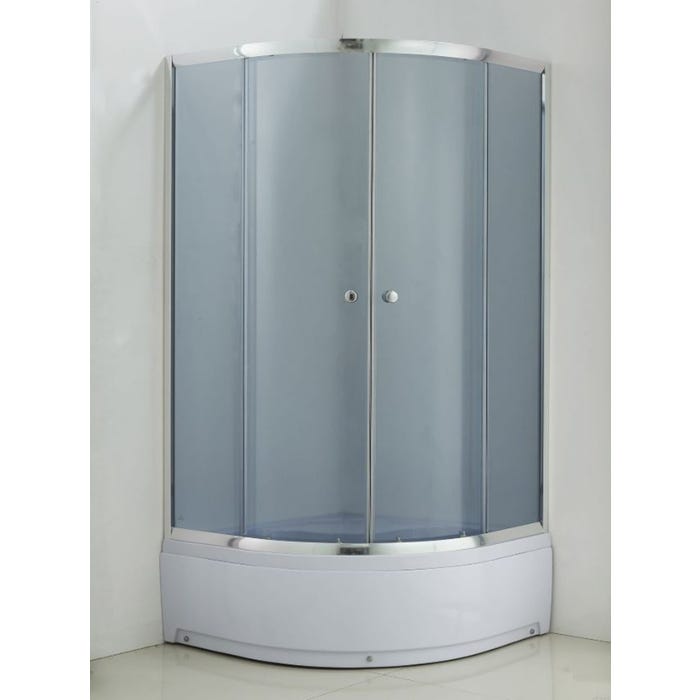 Kabina prysznicowa półokrągła Savana Evelina Plus 80 x 80 cm z brodzikiem chrom szkło grafitowe