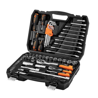 Zestaw kluczy nasadowych 1/2 i 1/4" 10-206 NEO, 100 szt.