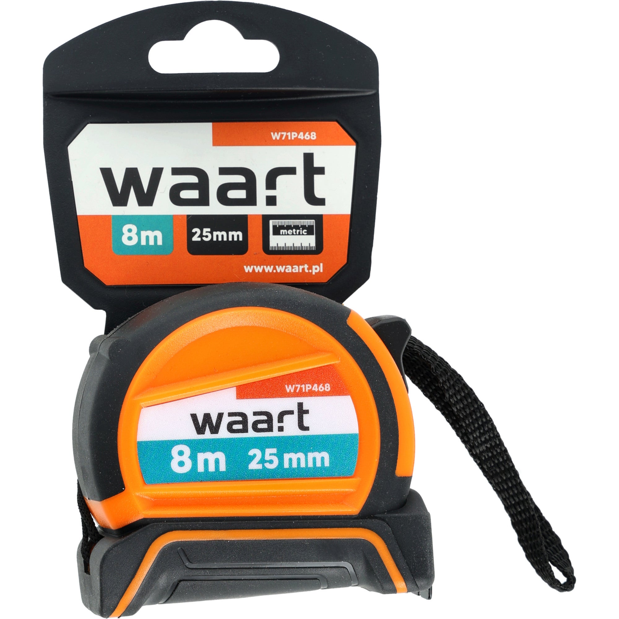 Miara zwijana stalowa, długość: 8 m, szerokość: 25 mm, dwustronna (skala czarno-biała) - WAART 0