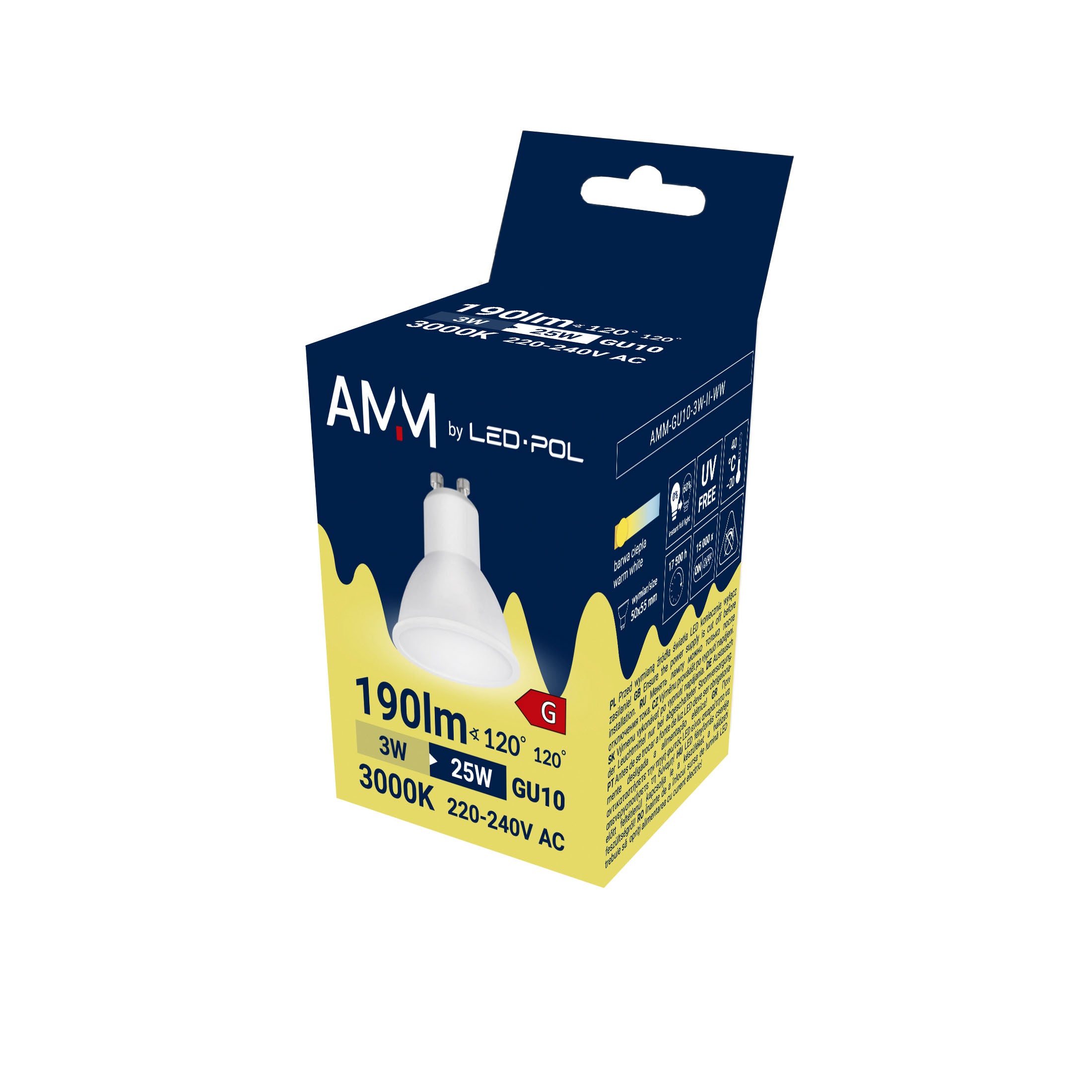 Żarówka LED GU10 3W 190lm 3000K 3