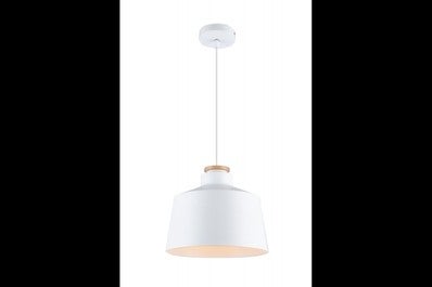 Oprawa sufitowa MARGUS  1x E27, biała, średnica 30cm, materiał metal+drewno