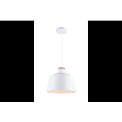 Oprawa sufitowa MARGUS  1x E27, biała, średnica 30cm, materiał metal+drewno