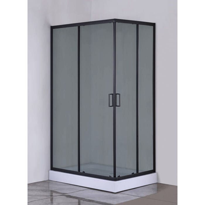 Kabina prysznicowa Aveeo Jord 100 x 80 cm z brodzikiem czarna szkło grafitowe