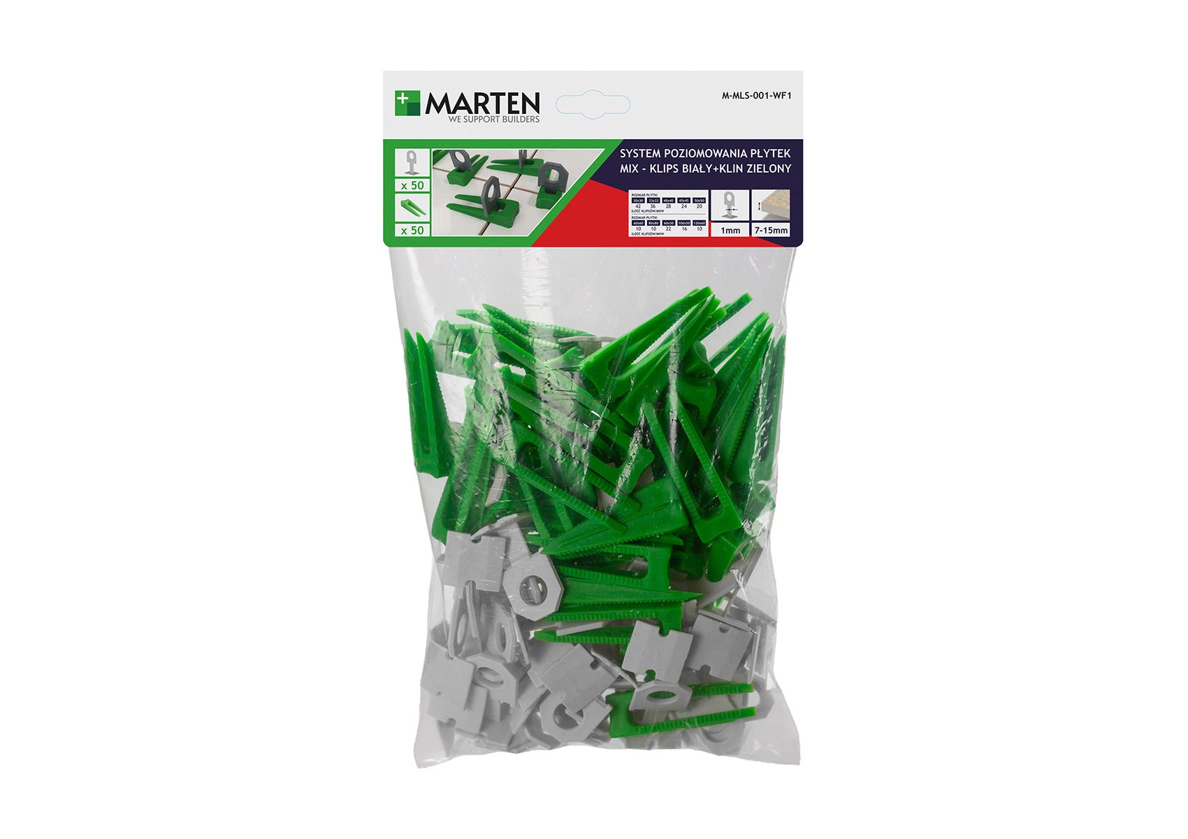 System poziomujący do płytek KLIN + KLIPS 50 + 50 SZT 1 MM 2