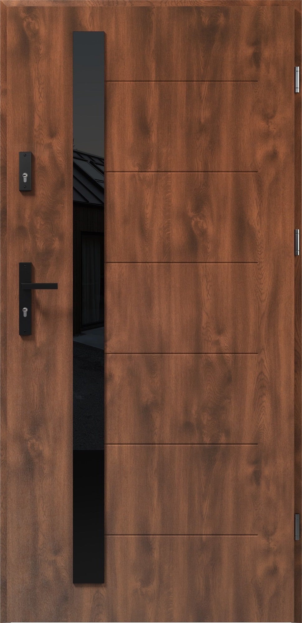 Drzwi zewnętrzne Malmo Antisol Black orzech 90 prawe