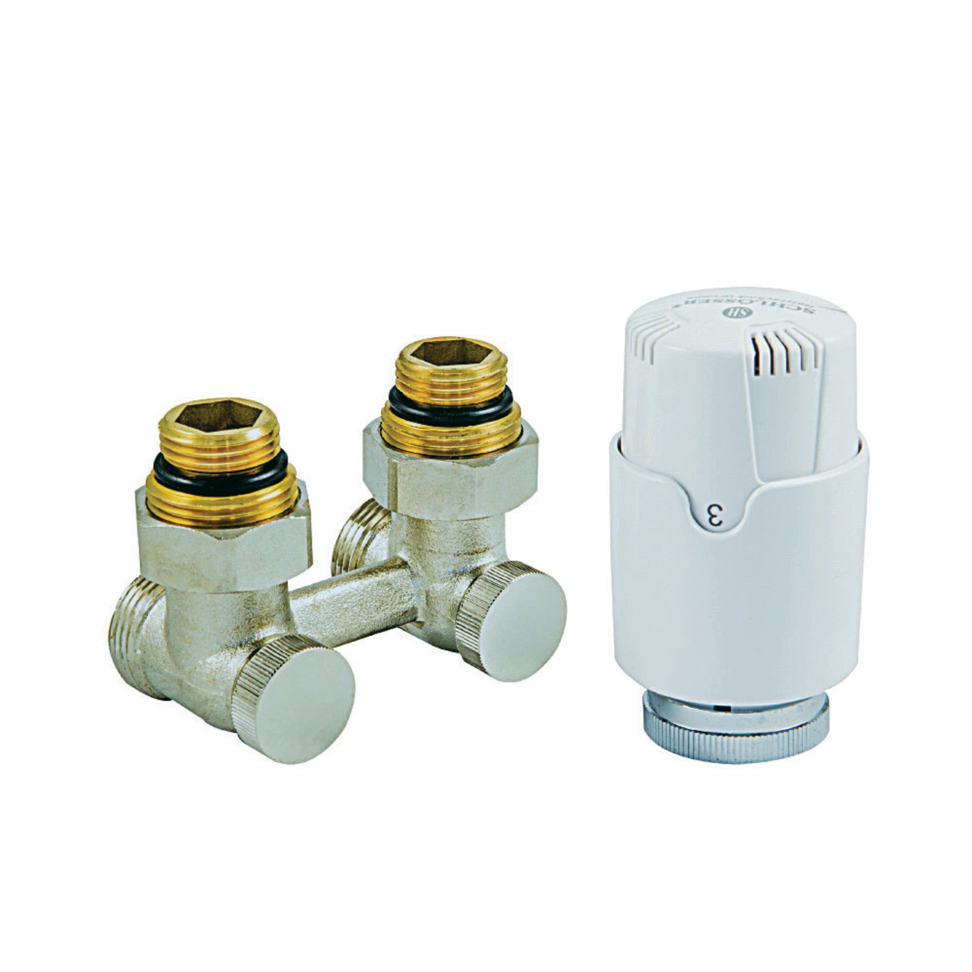 Zestaw termostatyczny kątowy z głowicą i nyplami 2
